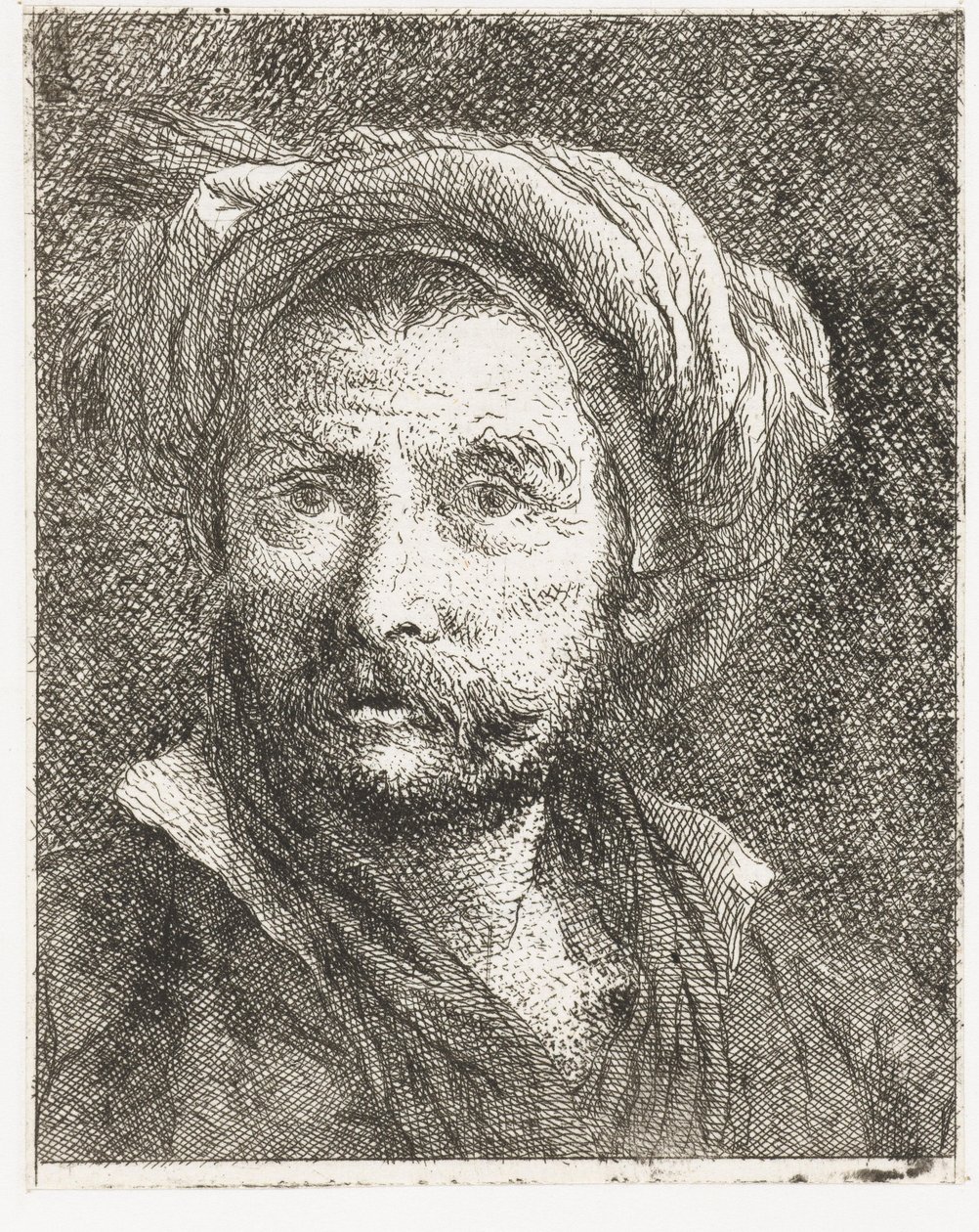 Hombre con bigote y turbante de Giovanni Domenico Tiepolo