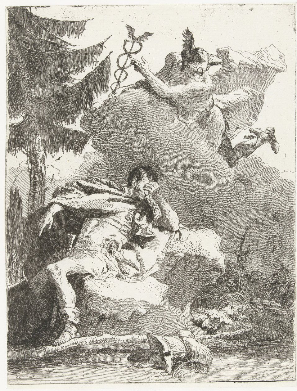 Mercurio se le aparece a Eneas en un sueño de Giovanni Domenico Tiepolo