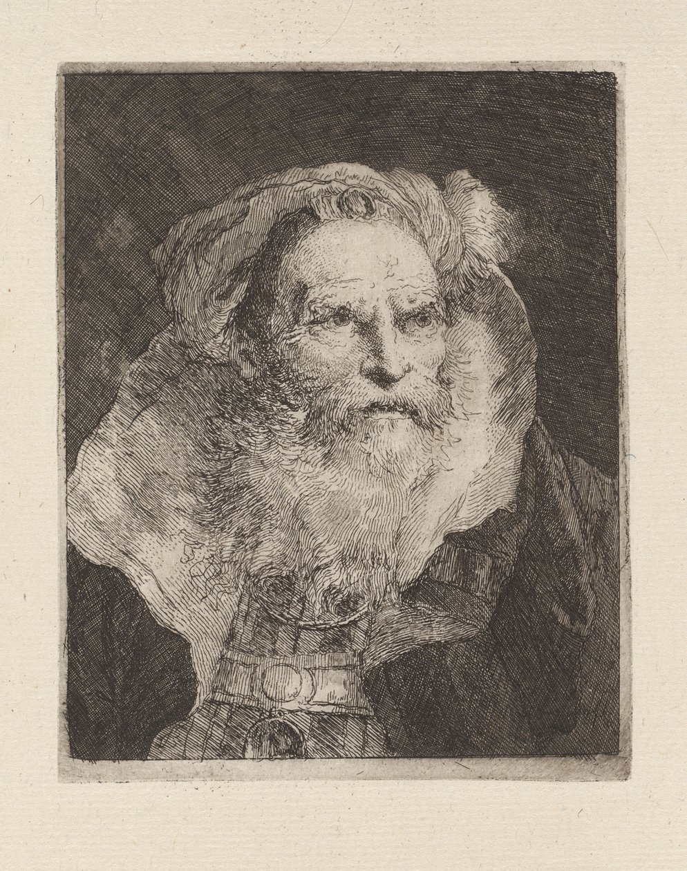 «Anciano meditando», de la «Raccolta di Teste» (Colección de cabezas) de Giovanni Domenico Tiepolo