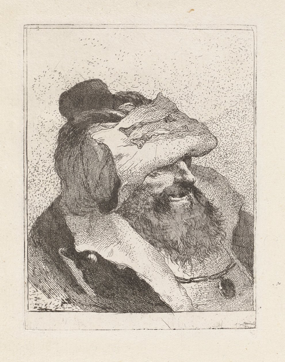 Viejo con el sombrero en la frente, de la Raccolta di Teste (Colección de cabezas) de Giovanni Domenico Tiepolo