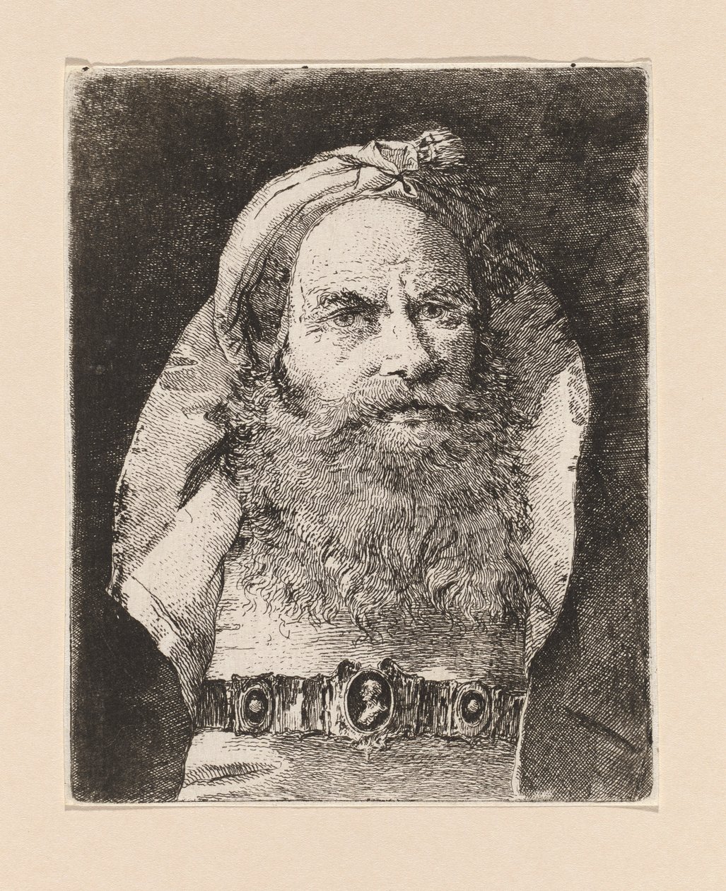 Viejo con pequeño turbante, de la Raccolta di Teste (Colección de cabezas) de Giovanni Domenico Tiepolo