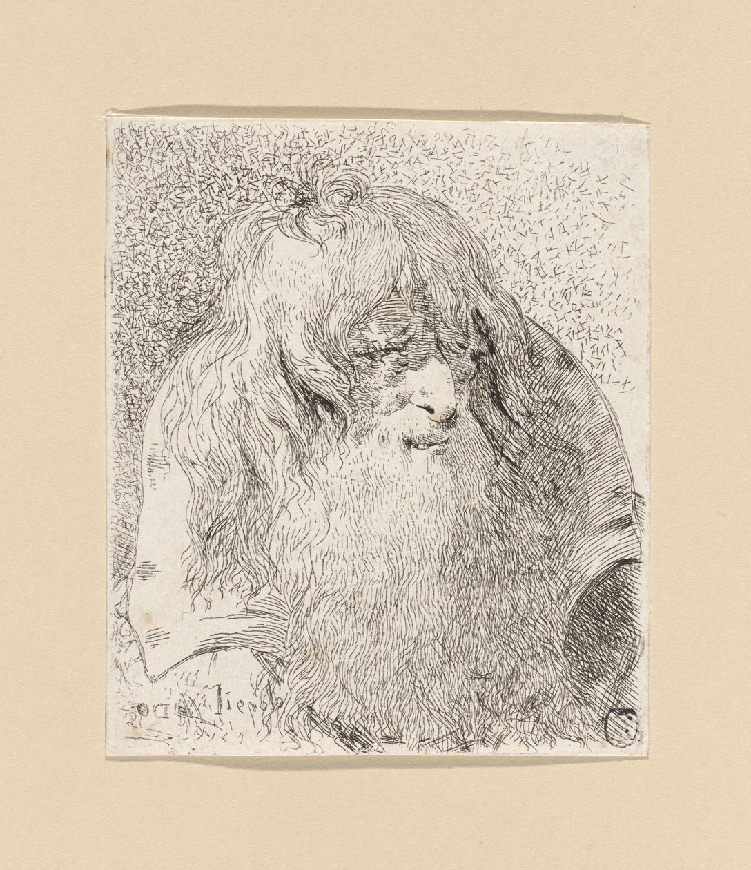 Anciano con barba y pelo largo, de la «Raccolta di Teste» (Colección de cabezas) de Giovanni Domenico Tiepolo