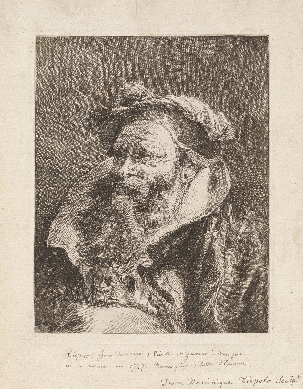 Viejo con barba, de la Raccolta di Teste (Colección de cabezas) de Giovanni Domenico Tiepolo