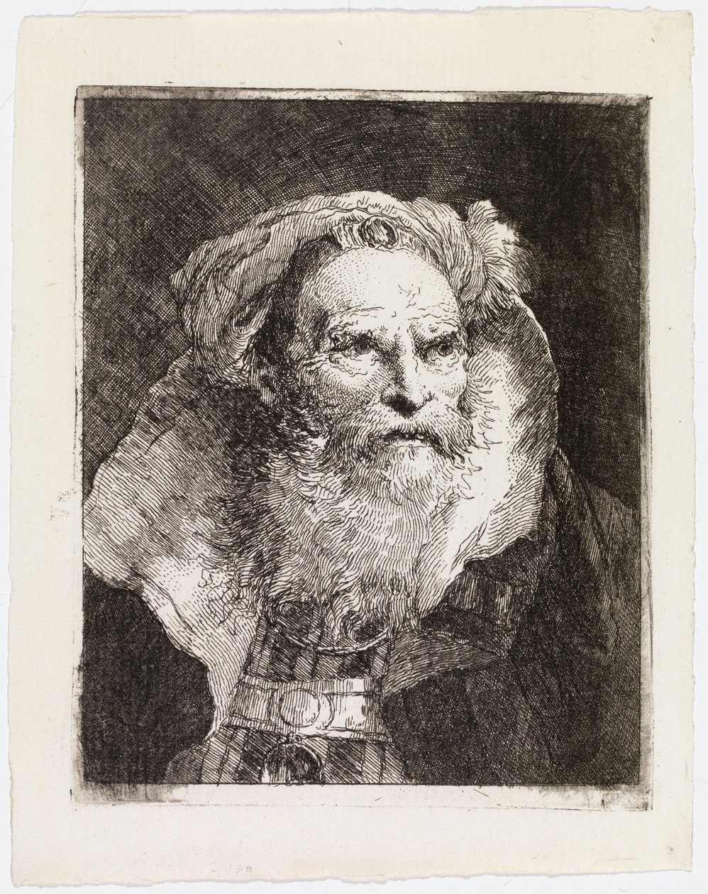 Anciano con turbante, de perfil a la derecha de Giovanni Domenico Tiepolo