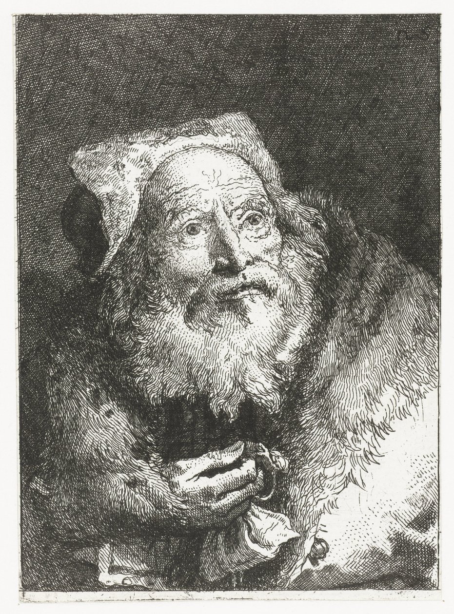 Viejo con pulsera en mano Colección de cabezas (título de la serie) Raccolta di Teste (título de la serie) de Giovanni Domenico Tiepolo