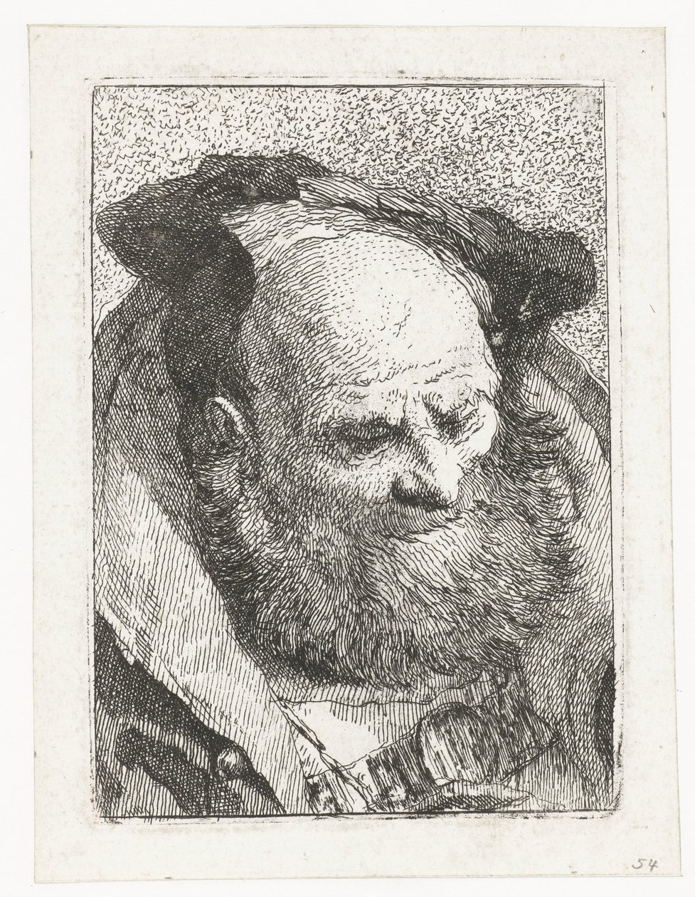 Viejo con barba Colección de cabezas (título de la serie) Raccolta di Teste (título de la serie) de Giovanni Domenico Tiepolo