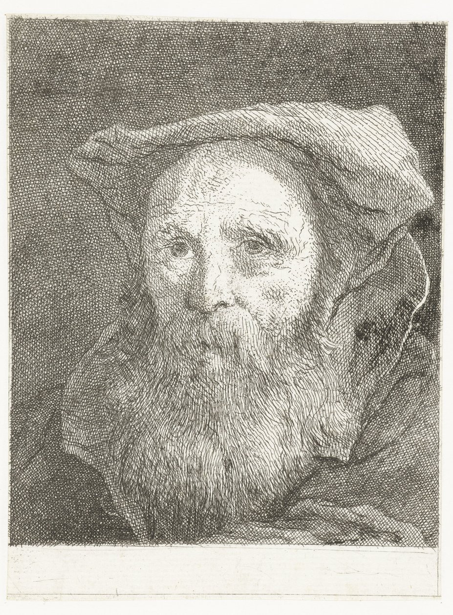 Viejo con barba y boina Colección de cabezas (título de la serie) Raccolta di Teste (título de la serie) de Giovanni Domenico Tiepolo