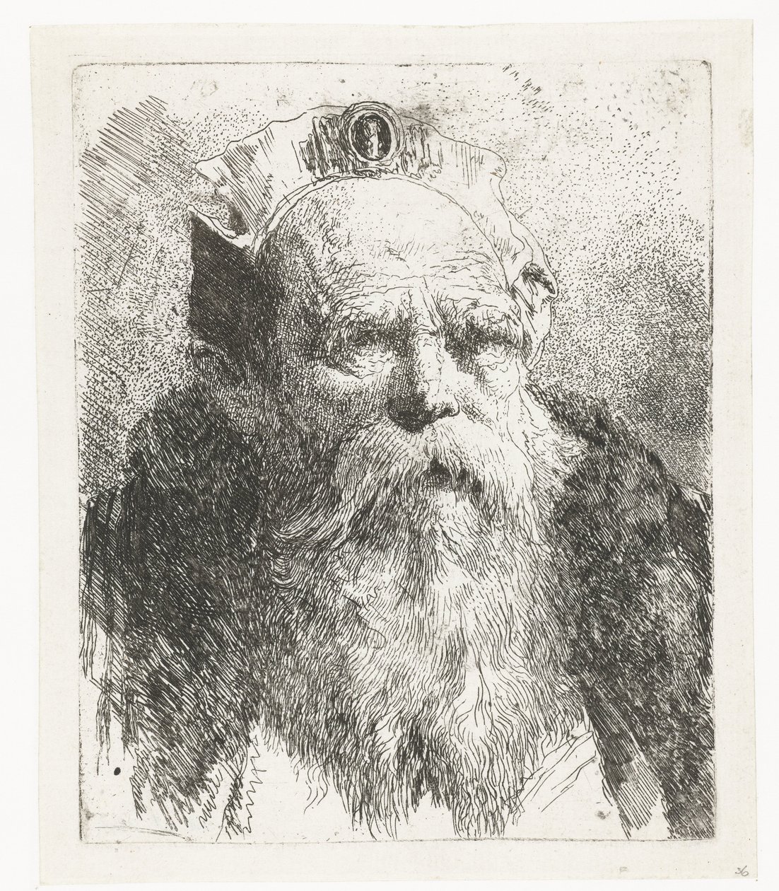 Viejo con barba y sombrero con joyas Colección de cabezas (título de la serie) Raccolta di Teste (título de la serie) de Giovanni Domenico Tiepolo