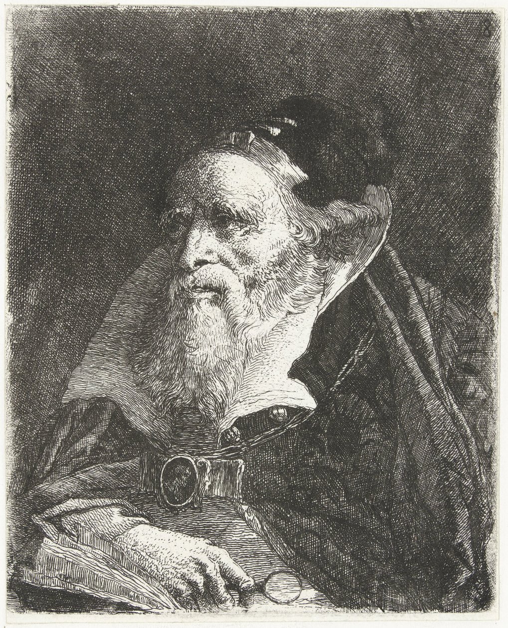 Viejo con libro y lupa Colección de cabezas (título de la serie) Raccolta di Teste (título de la serie) de Giovanni Domenico Tiepolo