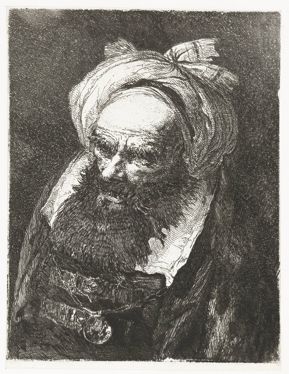 Viejo con turbante Colección de cabezas (título de la serie) Raccolta di Teste (título de la serie) de Giovanni Domenico Tiepolo