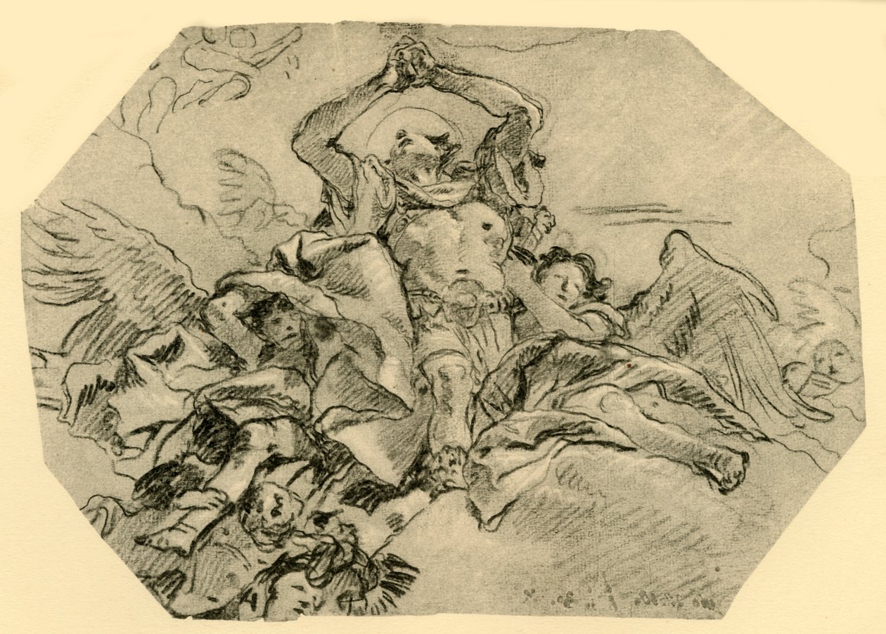 Santo orando rodeado de ángeles, 1762, 1928 de Giovanni Domenico Tiepolo