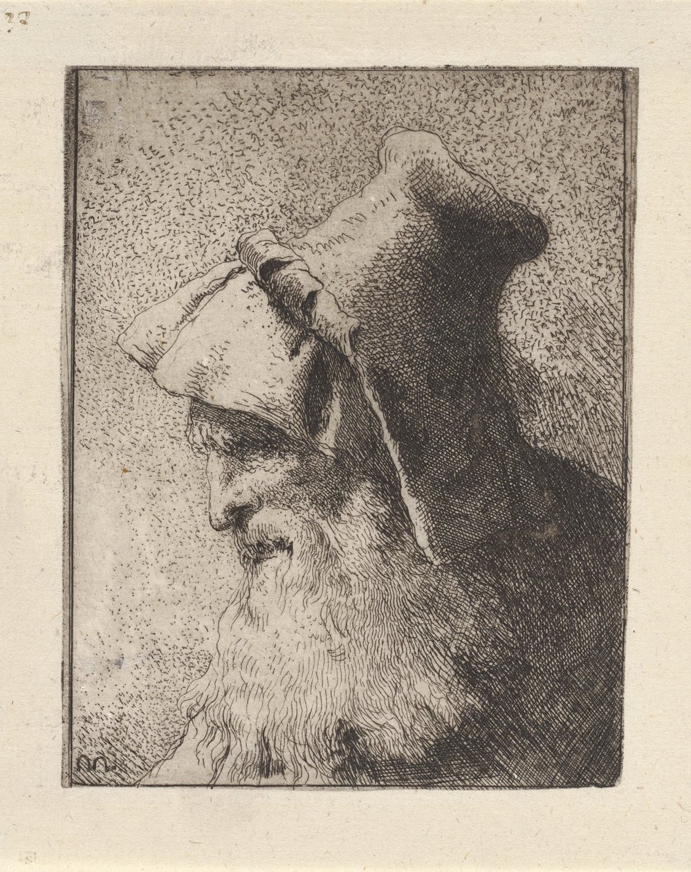 Perfil de un anciano con barba, de la Raccolta di Teste (Colección de cabezas) de Giovanni Domenico Tiepolo