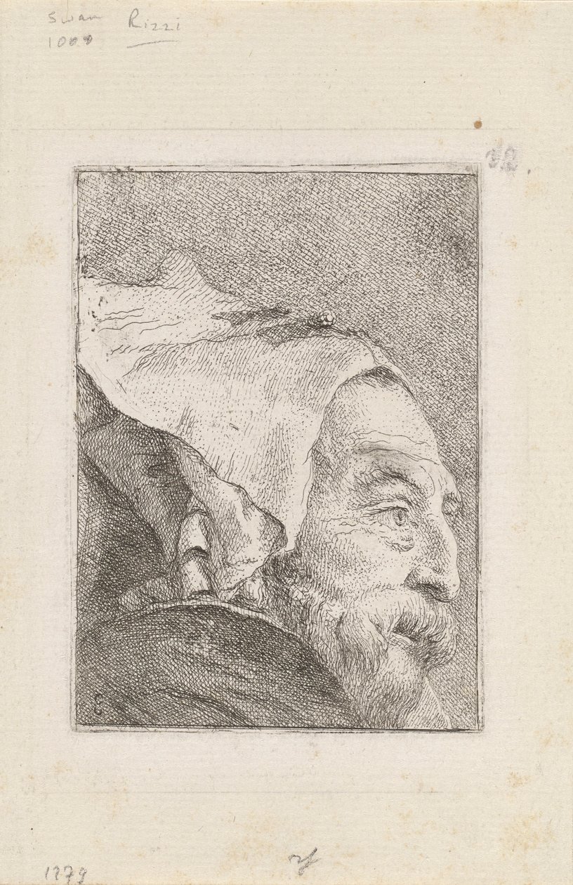 Perfil de un anciano, de la Raccolta di Teste (Colección de cabezas) de Giovanni Domenico Tiepolo