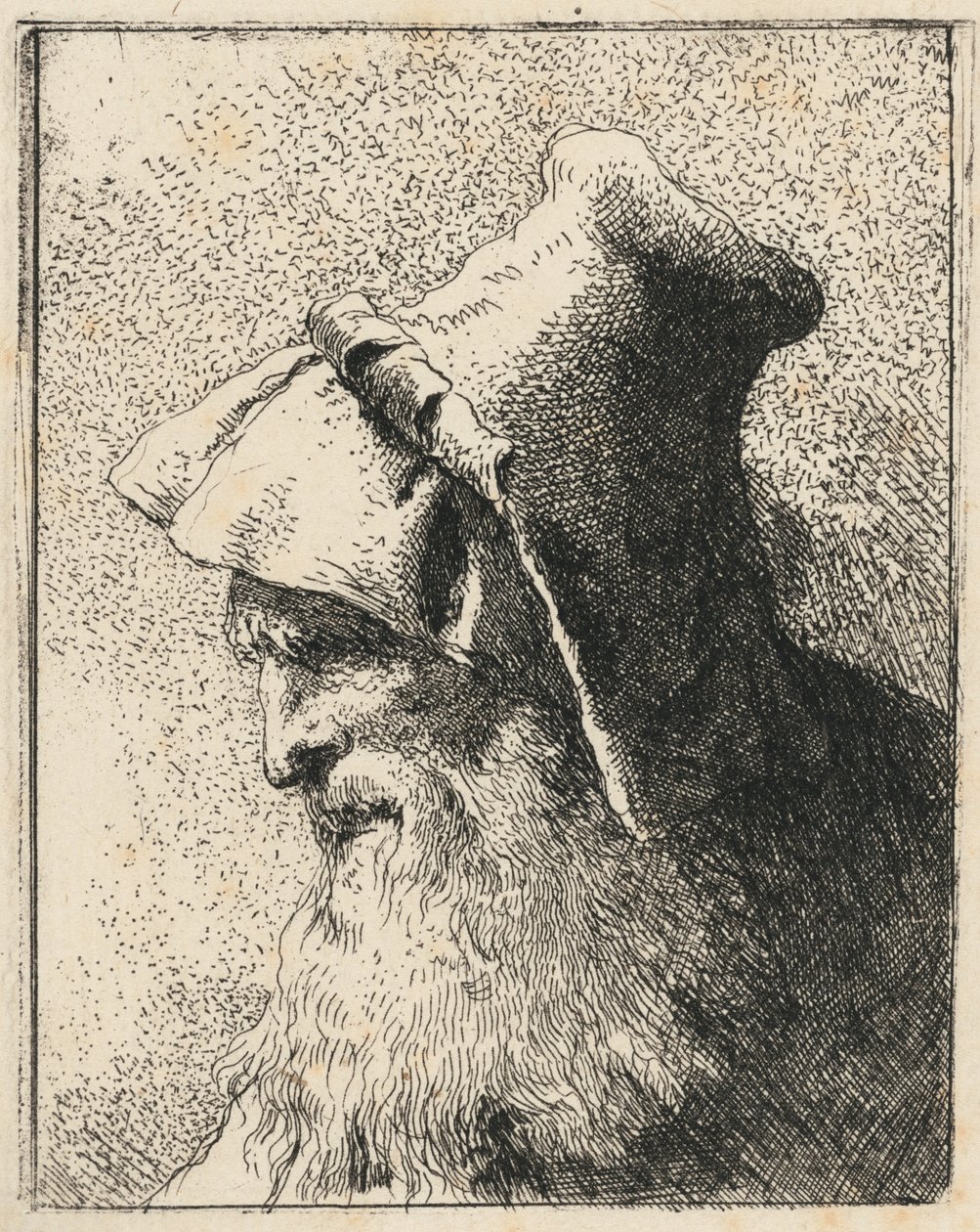Perfil de un anciano con barba de Giovanni Domenico Tiepolo