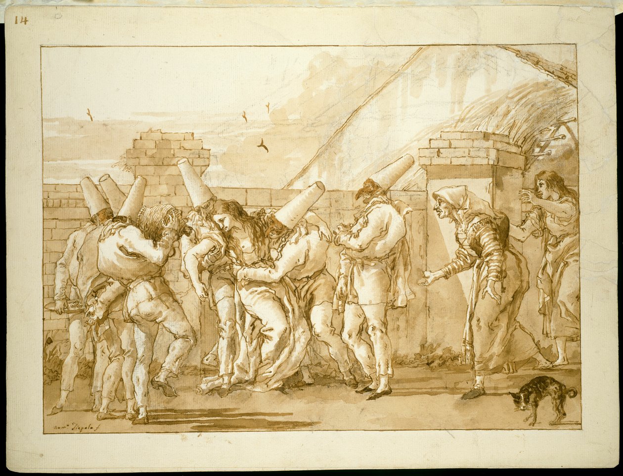 La amante de Punchinello se desmaya de Giovanni Domenico Tiepolo