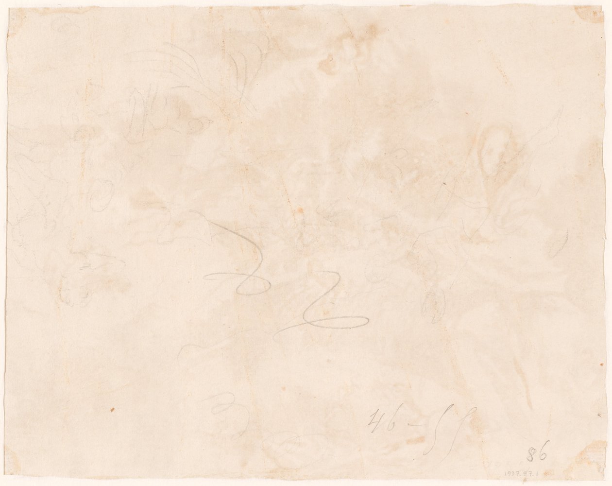 Boceto para la Huida a Egipto [verso] de Giovanni Domenico Tiepolo