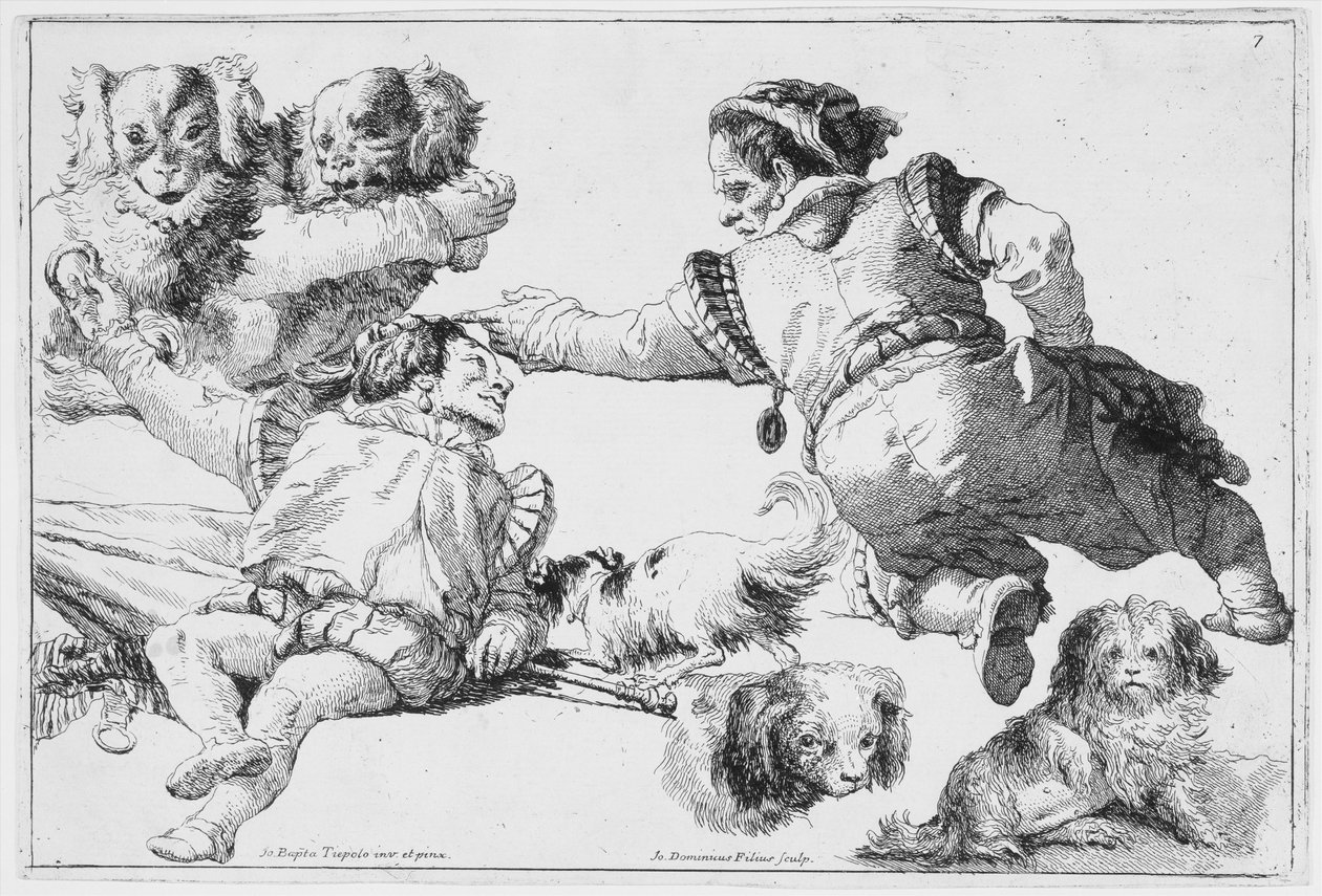 Estudios de enanos y perros de Giovanni Domenico Tiepolo