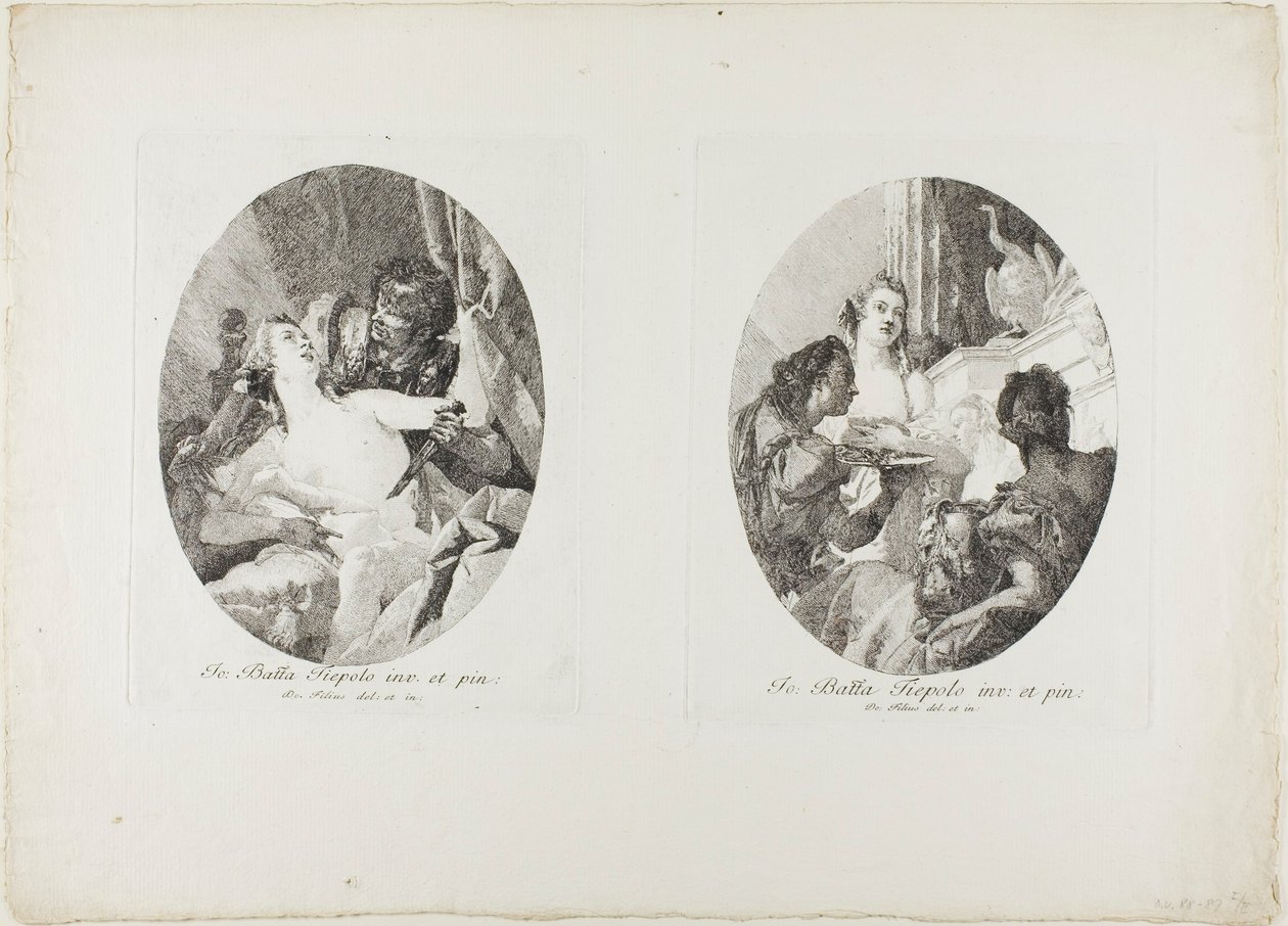 Tarquino y Lucrecia y Cleopatra honrados con regalos de Giovanni Domenico Tiepolo