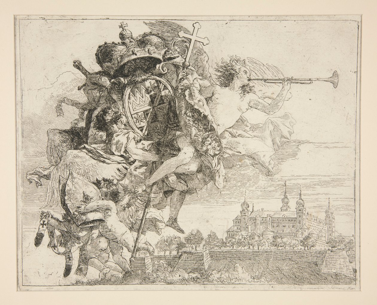 Los brazos de Carl Philipp von Greiffenklau, de la serie Ideas pintorescas sobre la huida a Egipto (Flight into Egypt) de Giovanni Domenico Tiepolo
