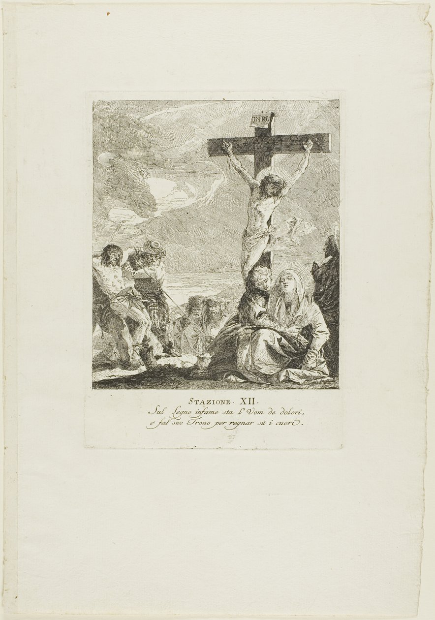 La Crucifixión, lámina doce del Vía Crucis de Giovanni Domenico Tiepolo