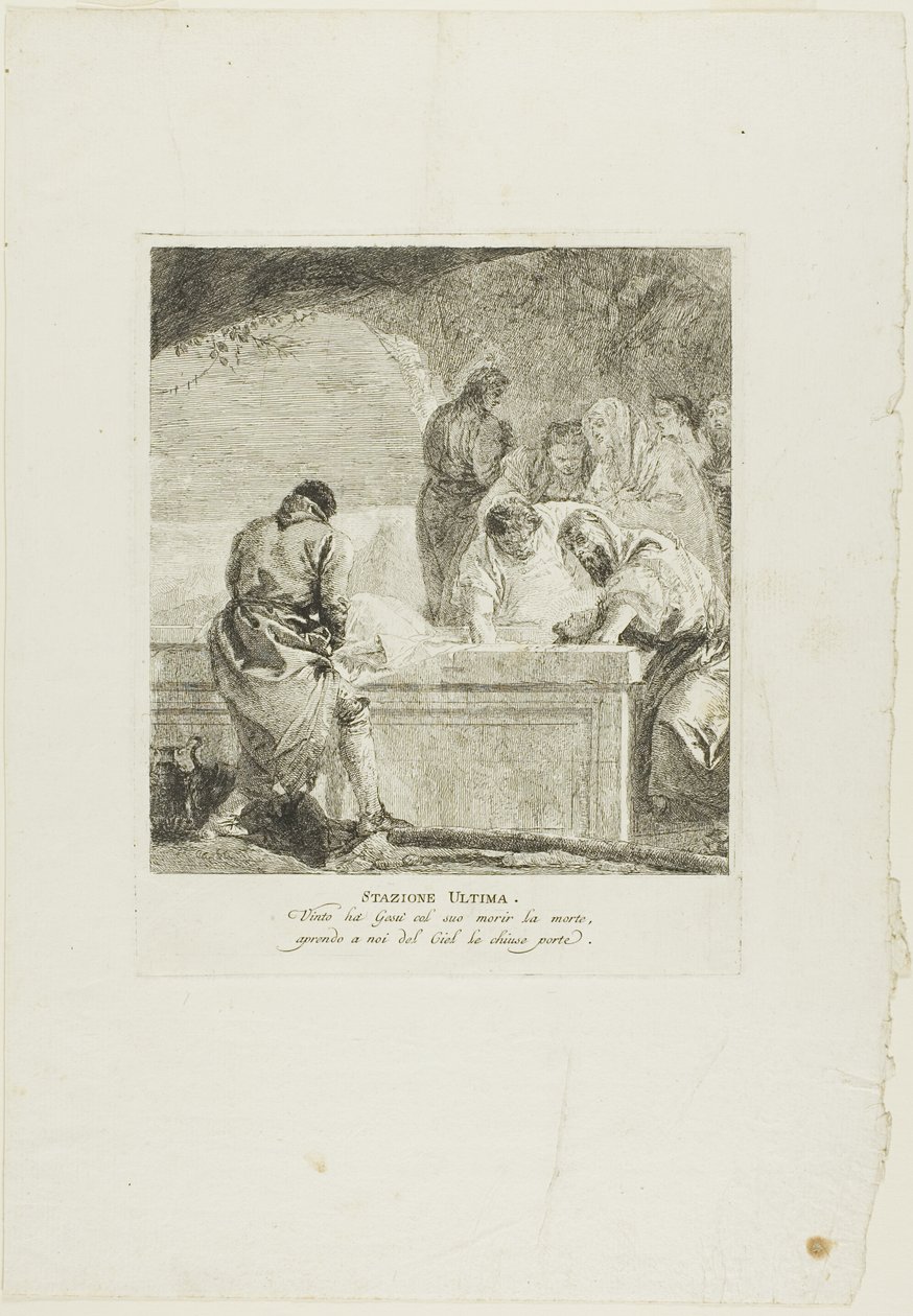 El Entierro, lámina catorce del Vía Crucis de Giovanni Domenico Tiepolo
