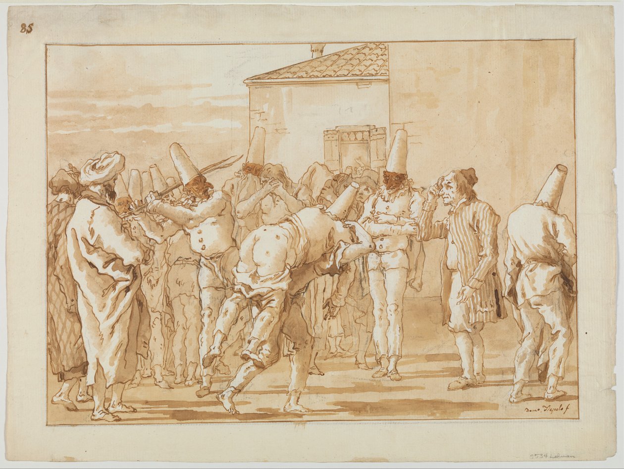 El azotamiento de Punchinello de Giovanni Domenico Tiepolo