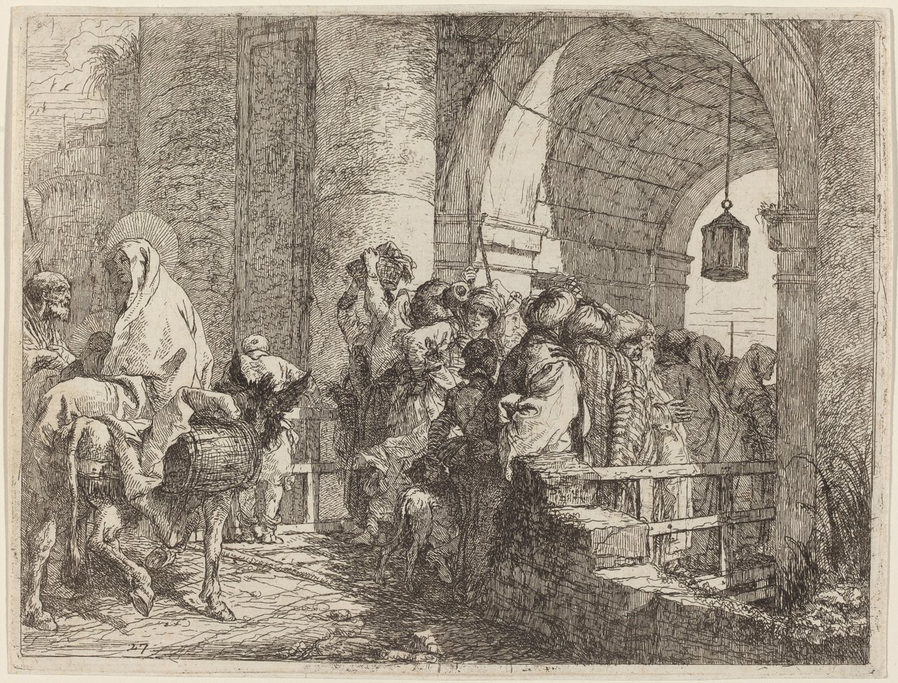 La Sagrada Familia Llegando a una Puerta de la Ciudad de Giovanni Domenico Tiepolo