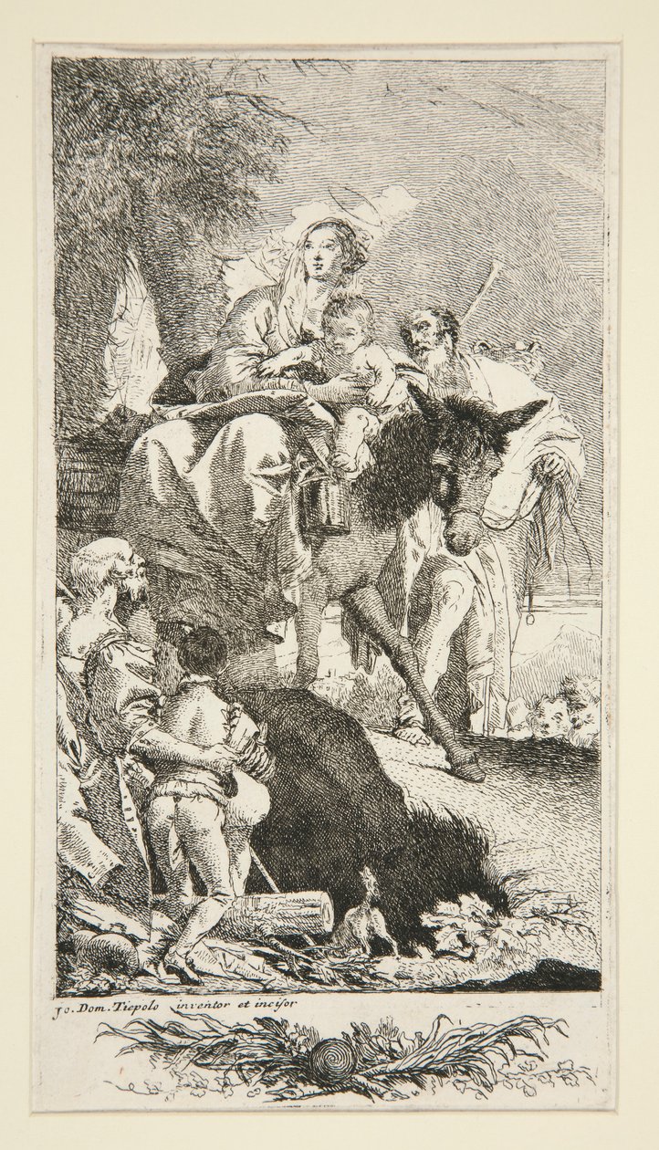 La Sagrada Familia con el Mendigo y su Hijo de Giovanni Domenico Tiepolo