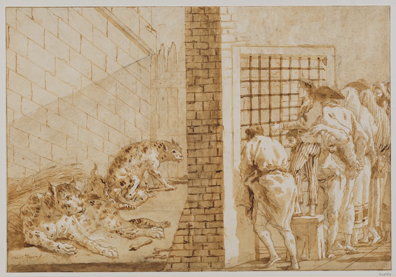 La jaula de los leopardos en la colección de animales salvajes de Giovanni Domenico Tiepolo