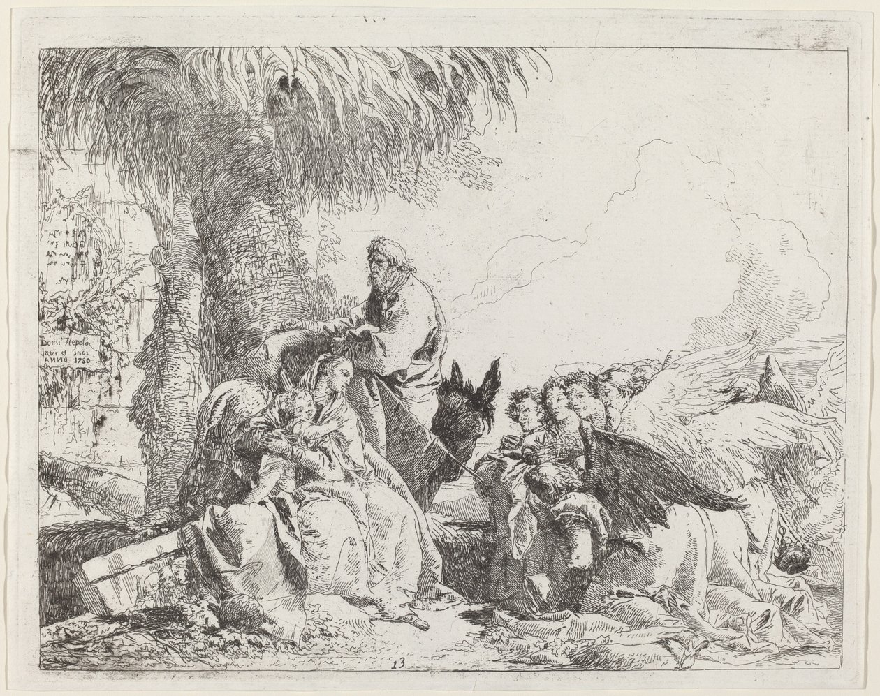 El descanso en la huida, con ángeles adoradores de Giovanni Domenico Tiepolo