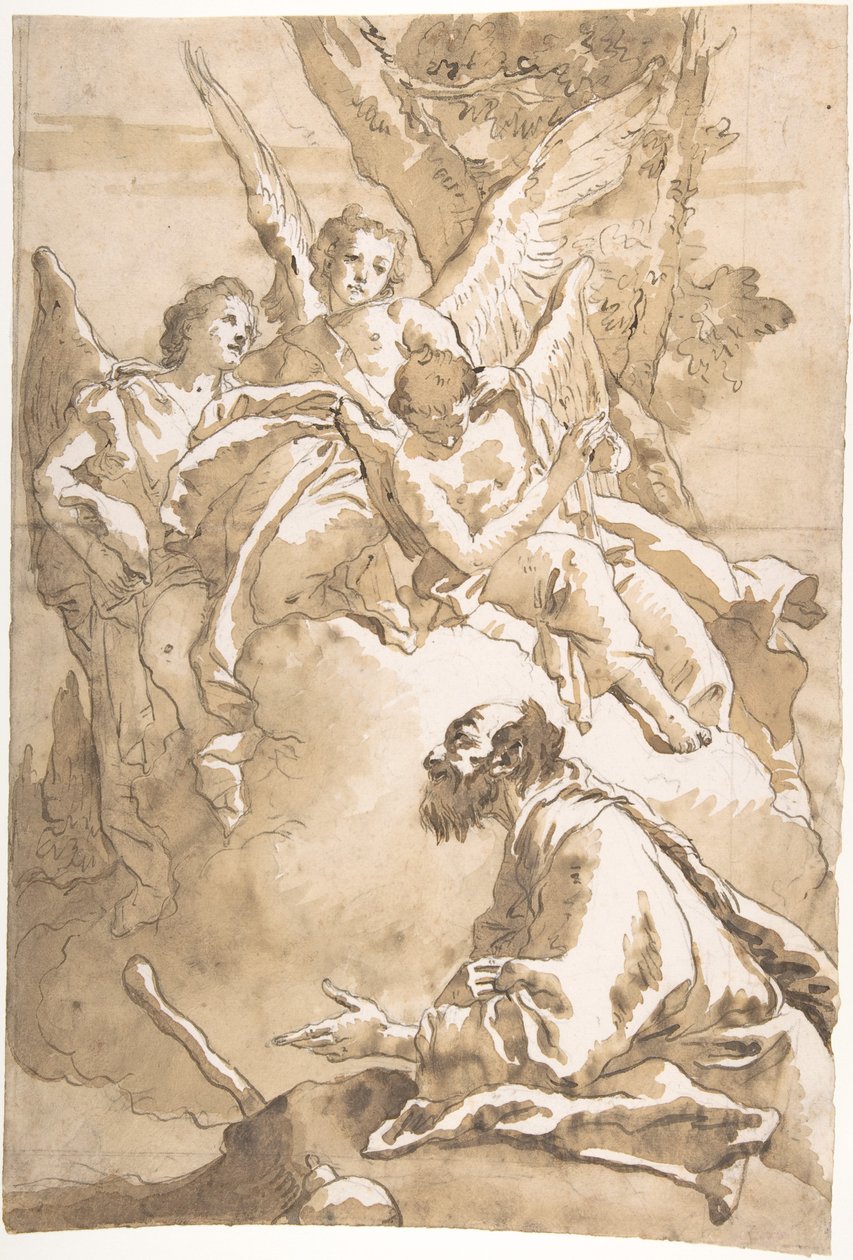 Los tres ángeles que se le aparecieron a Abraham junto a los robles de Mamre de Giovanni Domenico Tiepolo