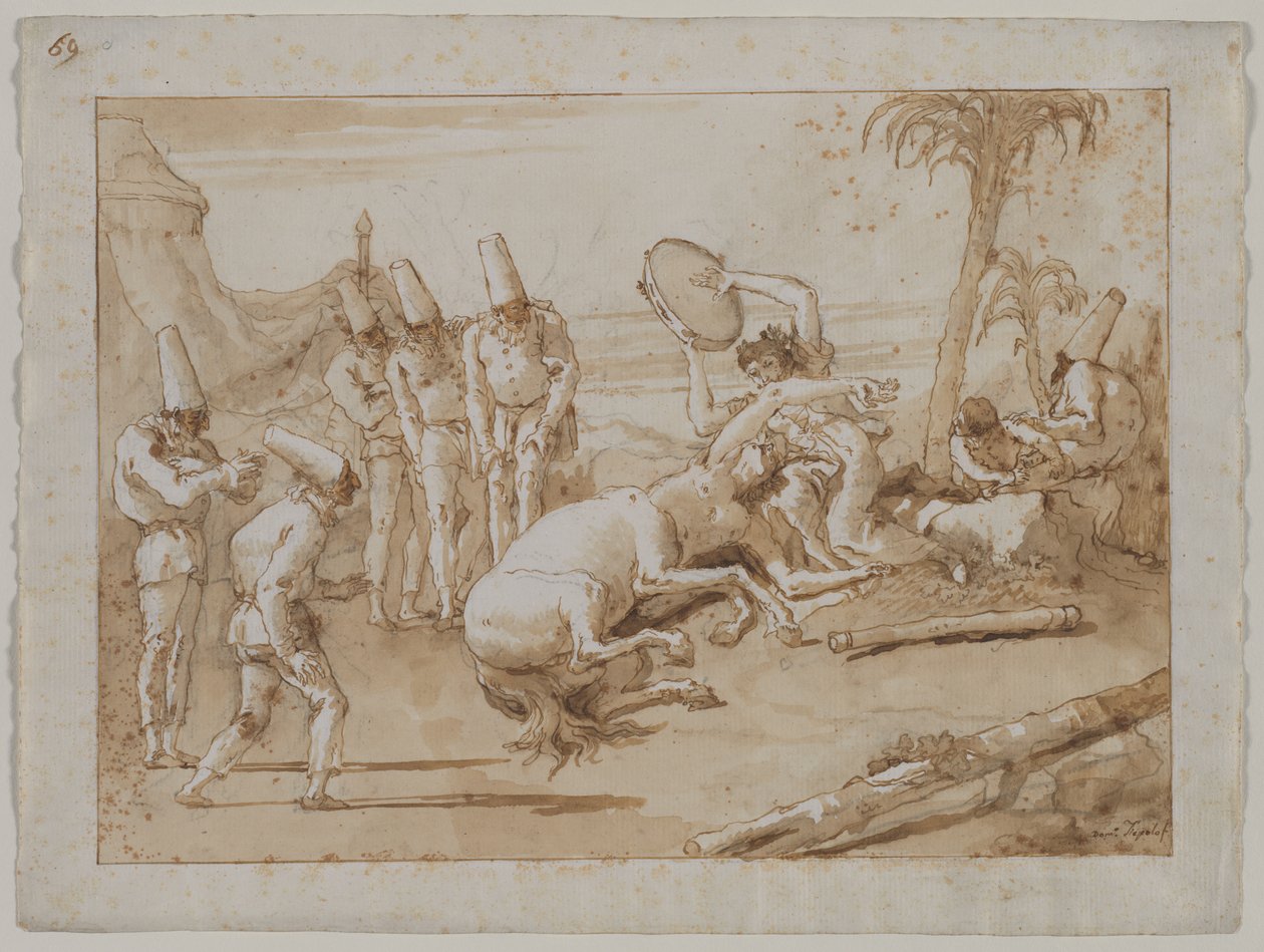 La mujer con un pandero, 1790s de Giovanni Domenico Tiepolo
