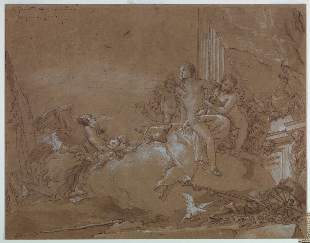El Tiempo (Cronos) confiando a Cupido a Venus de Giovanni Domenico Tiepolo