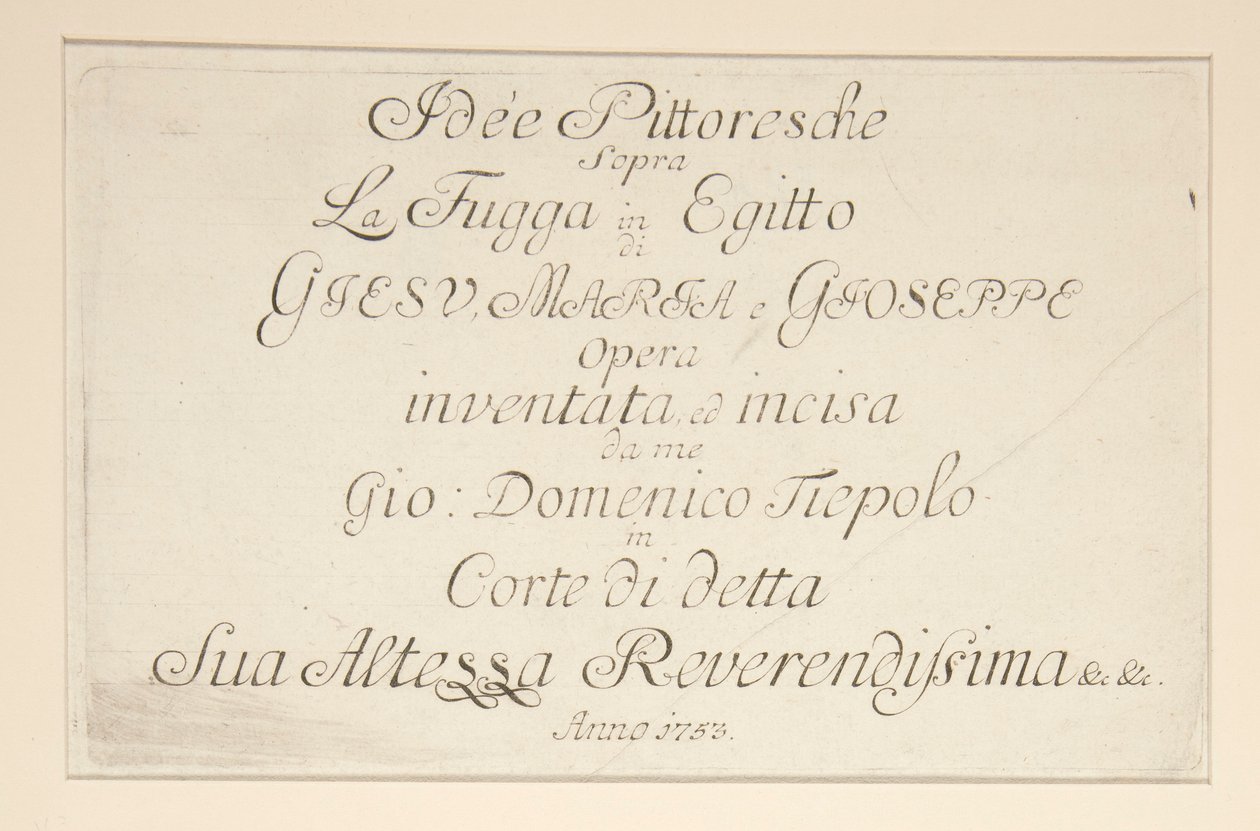 Portada, de la serie Ideas pintorescas sobre la huida a Egipto de Giovanni Domenico Tiepolo