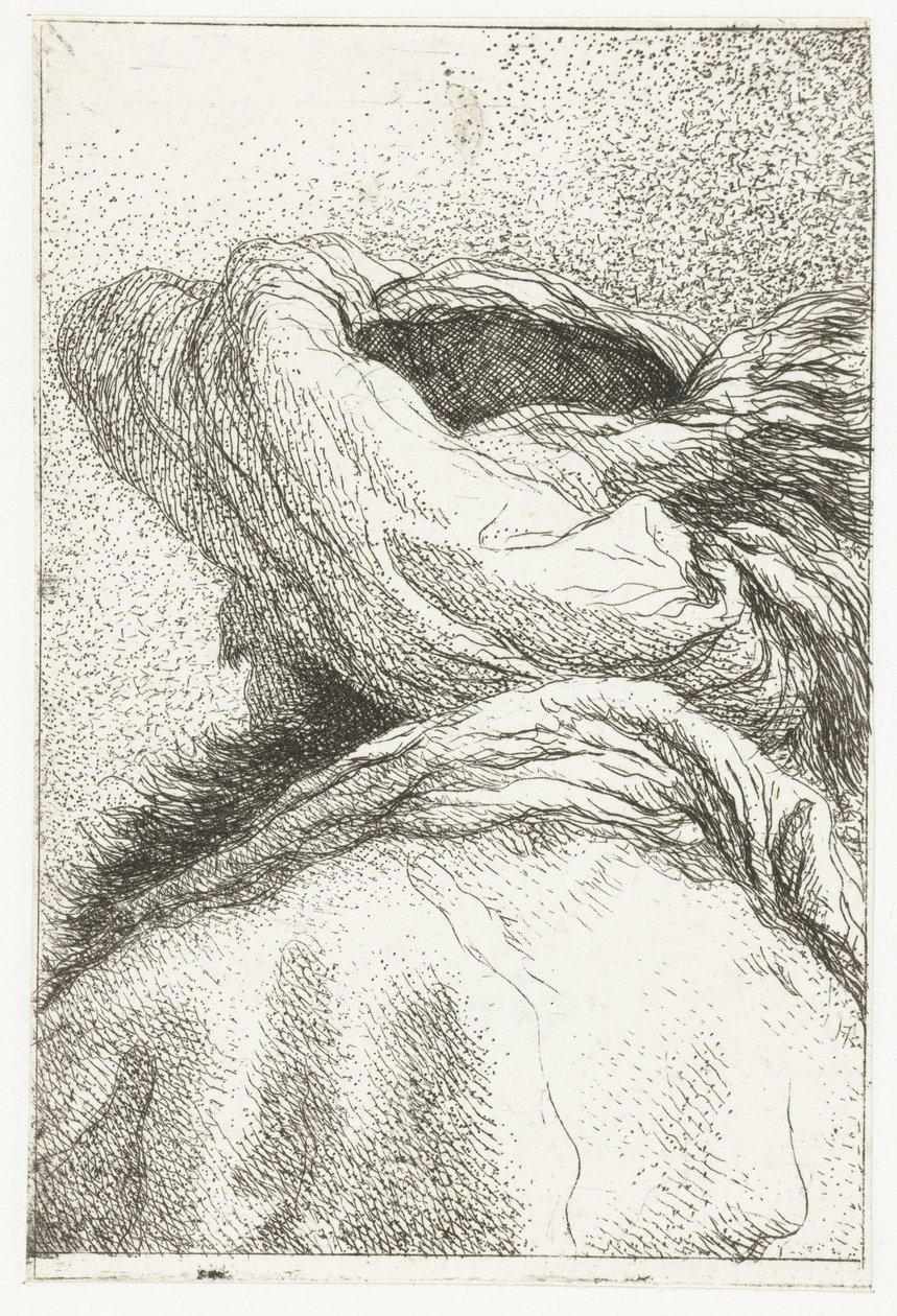 Hombre turco con la cabeza vuelta hacia otro lado con turbante Colección de cabezas (título de la serie) Raccolta di Teste (título de la serie) de Giovanni Domenico Tiepolo