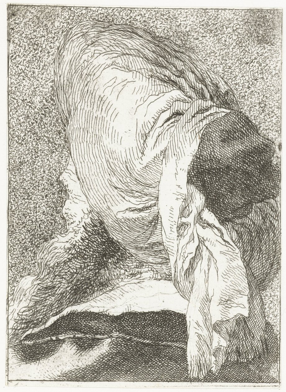 Hombre turco con la cabeza vuelta hacia otro lado con turbante Colección de cabezas (título de la serie) Raccolta di Teste (título de la serie) de Giovanni Domenico Tiepolo