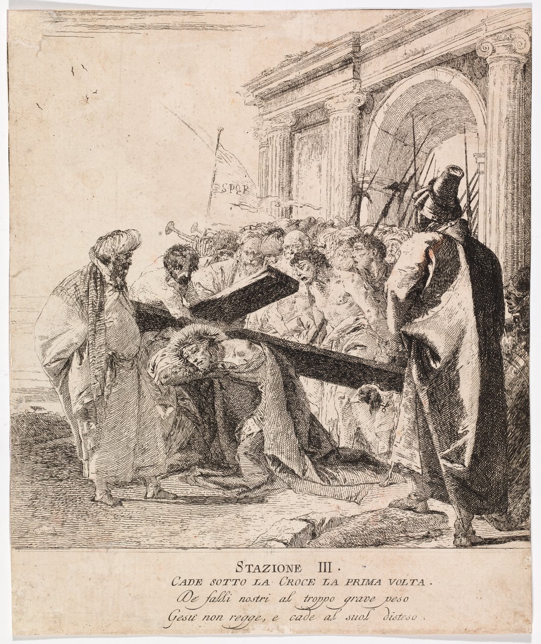 Via crucis - Estación III. Jesús cae por primera vez de Giovanni Domenico Tiepolo