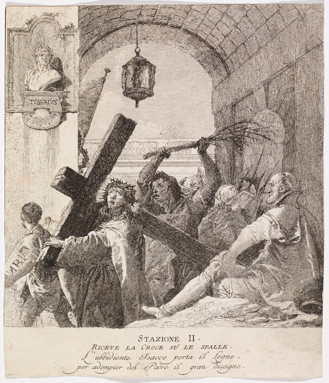 Via crucis - Estación II. Jesús toma su cruz de Giovanni Domenico Tiepolo