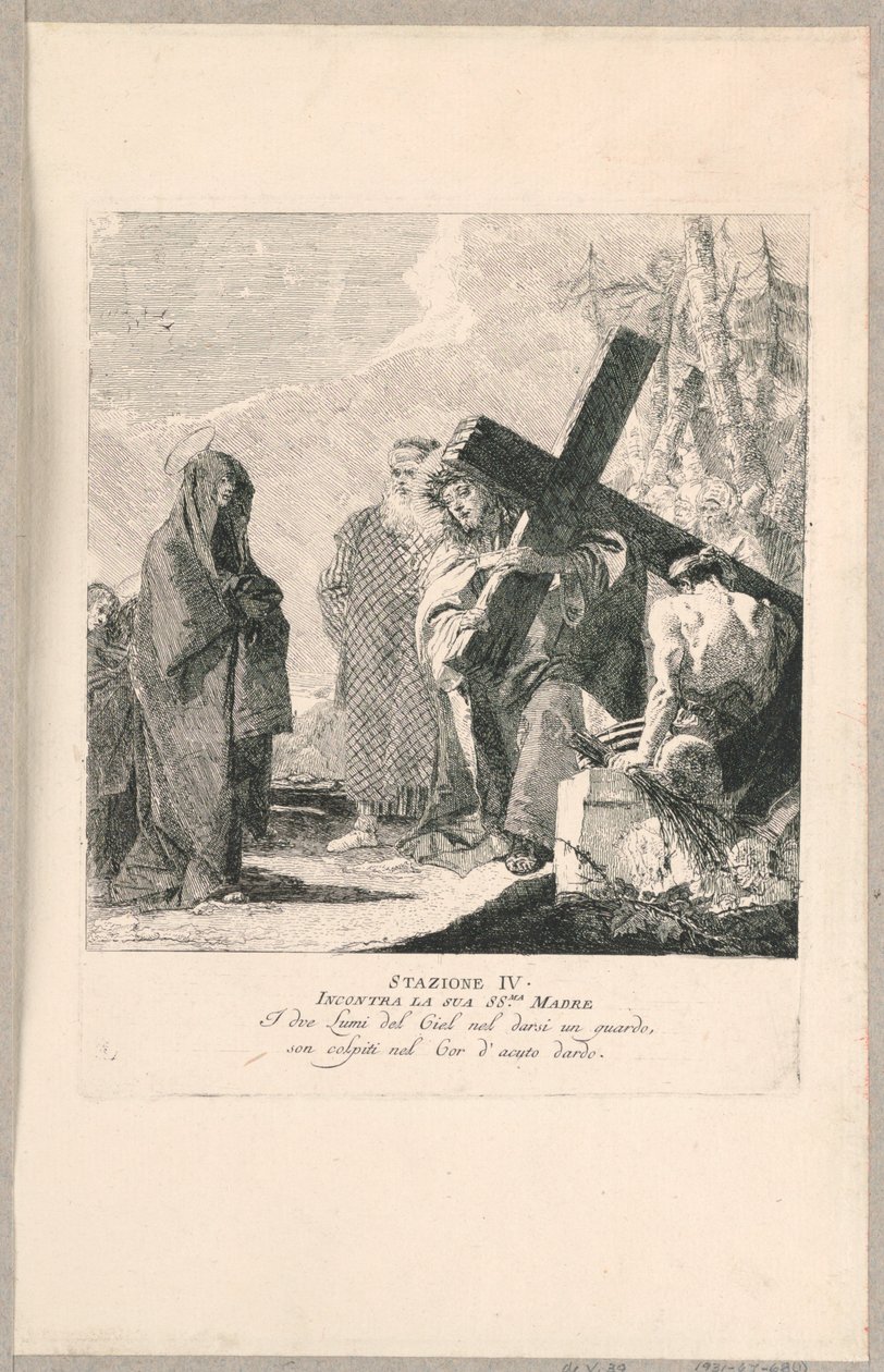 Vía crucis - Estación IV, se encuentra con su madre de Giovanni Domenico Tiepolo
