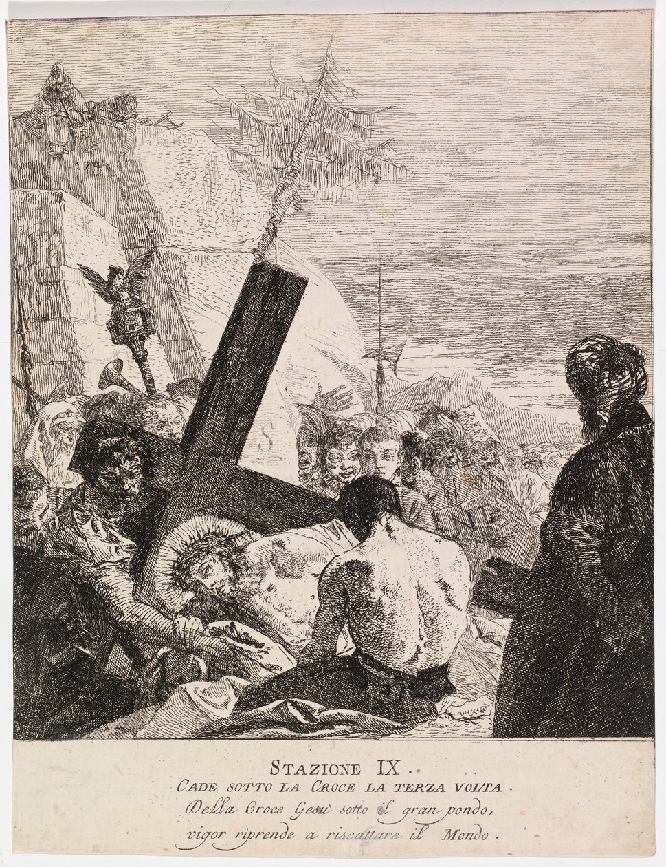 Via crucis - Estación IX. Jesús cae por tercera vez de Giovanni Domenico Tiepolo