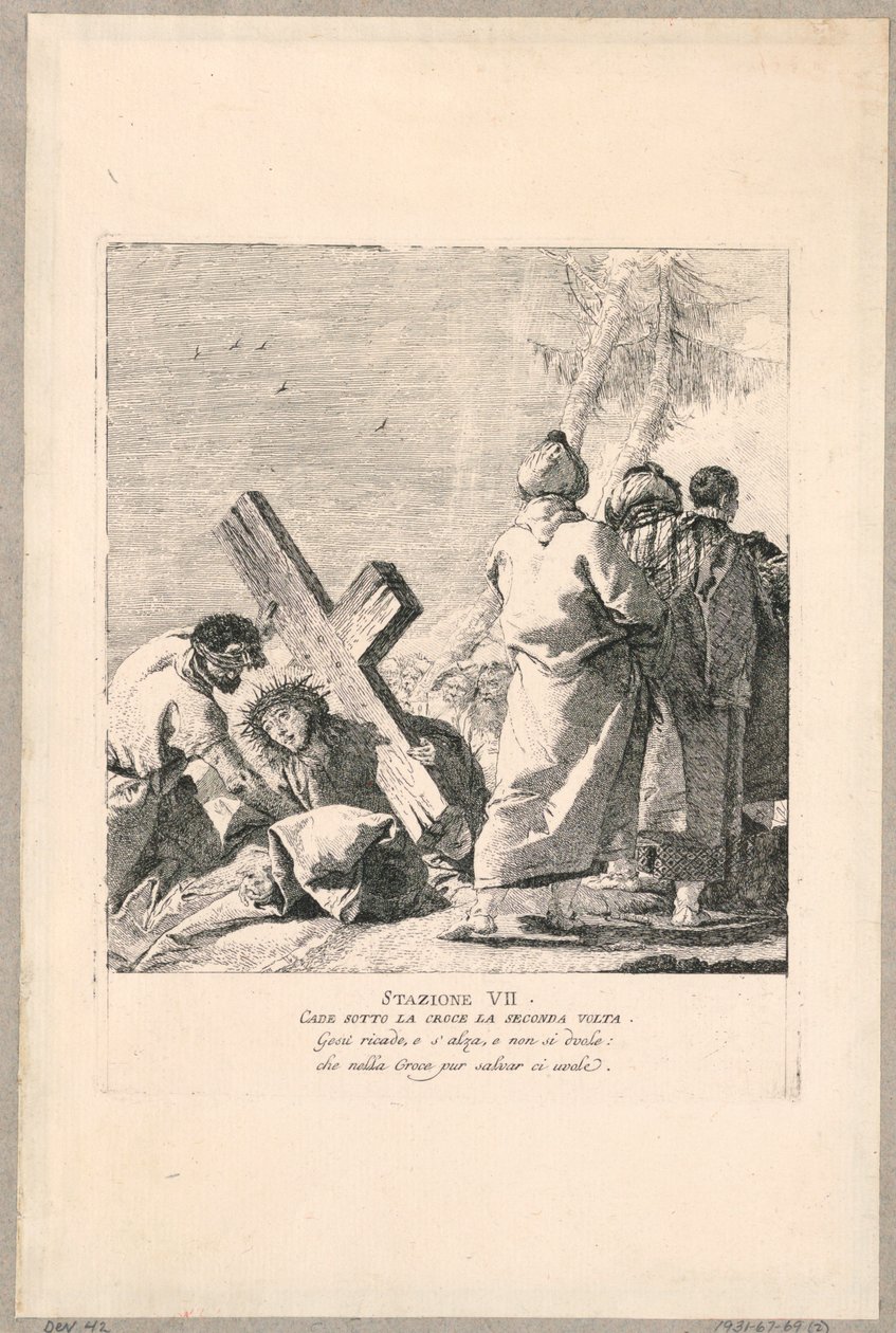 Vía crucis - Estación VII, cae por segunda vez bajo la cruz de Giovanni Domenico Tiepolo