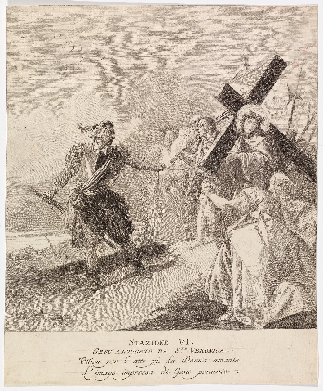 Via crucis - Estación VI. La Verónica enjuga el rostro de Jesús de Giovanni Domenico Tiepolo