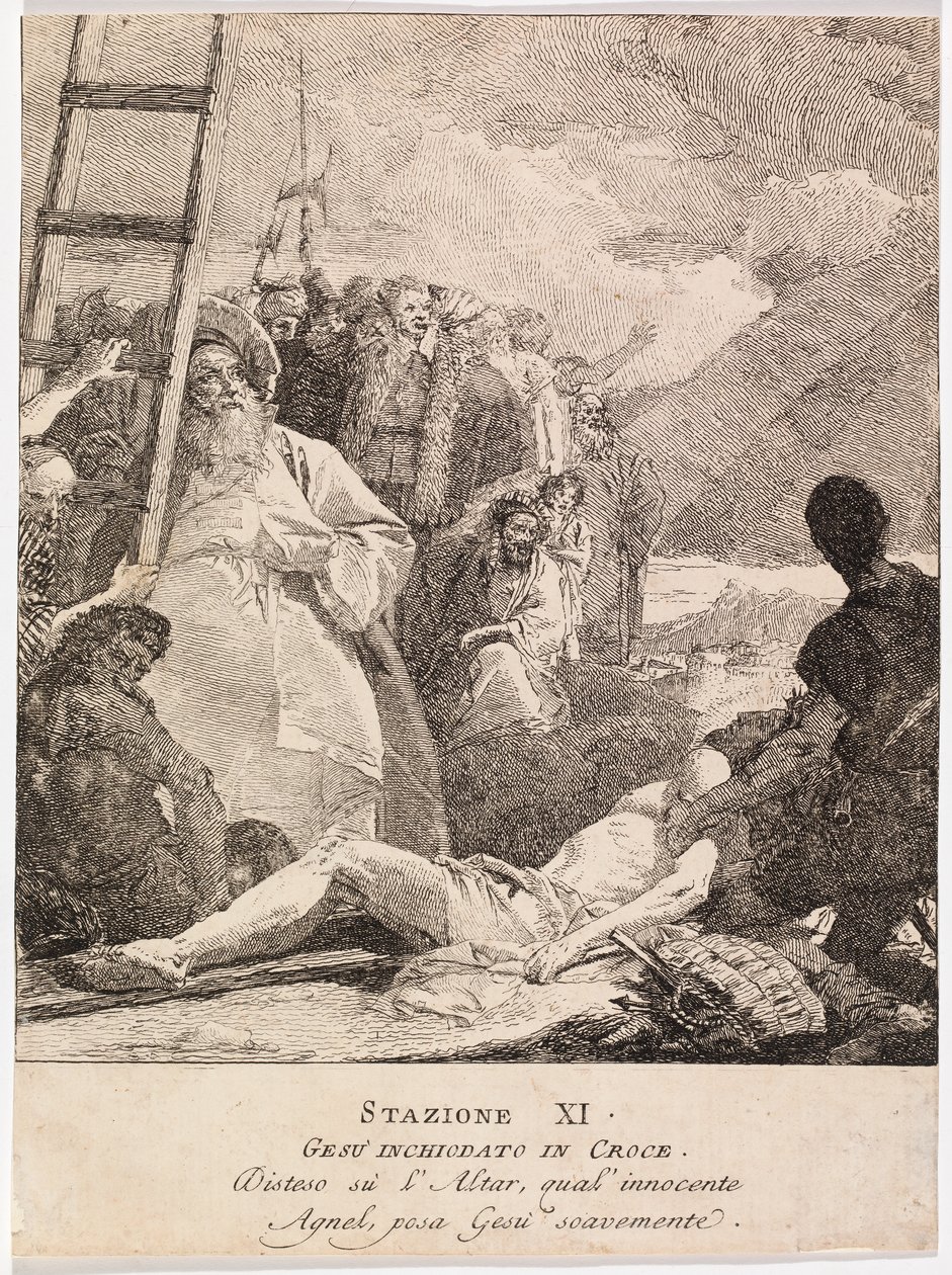 Via crucis - Estación XI. Jesús es clavado en la cruz de Giovanni Domenico Tiepolo