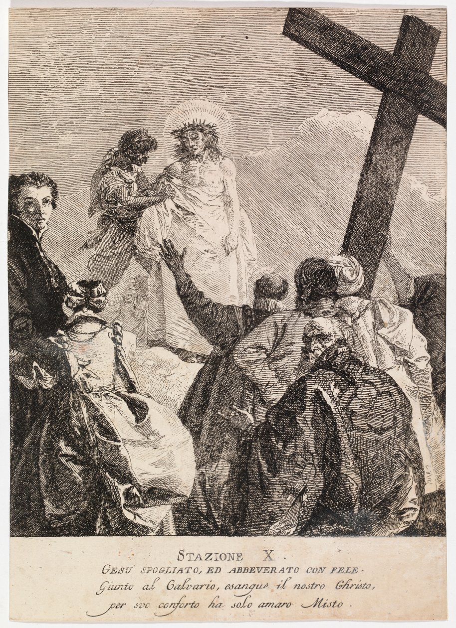 Vía crucis - Estación X. Jesús es despojado de sus vestiduras de Giovanni Domenico Tiepolo
