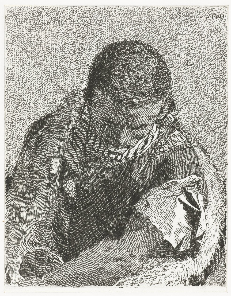 Chico negro con la cabeza inclinada Colección de cabezas (título de la serie) Raccolta di Teste (título de la serie) de Giovanni Domenico Tiepolo