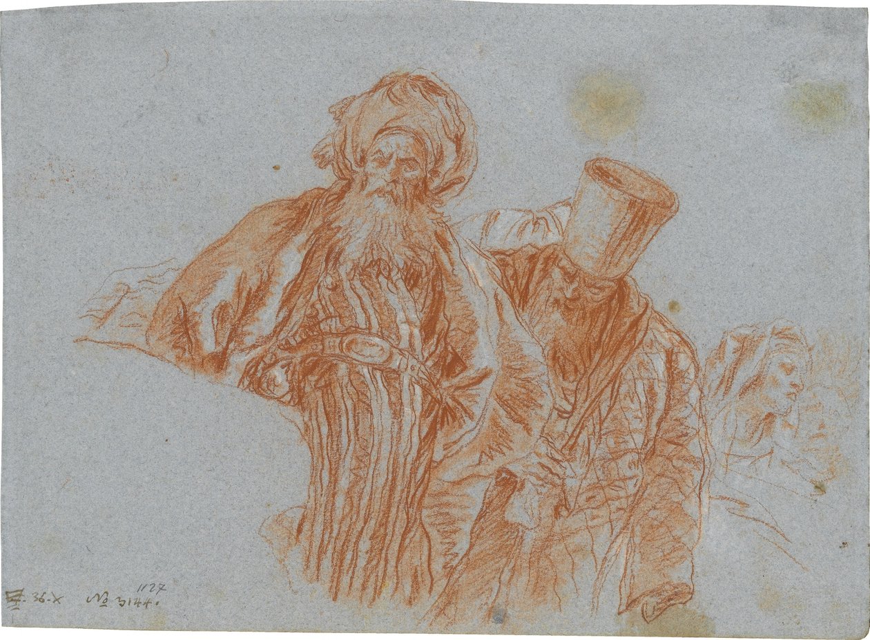 Dos comerciantes orientales; verso: Mano izquierda sosteniendo un crucifijo de Giovanni Domenico Tiepolo