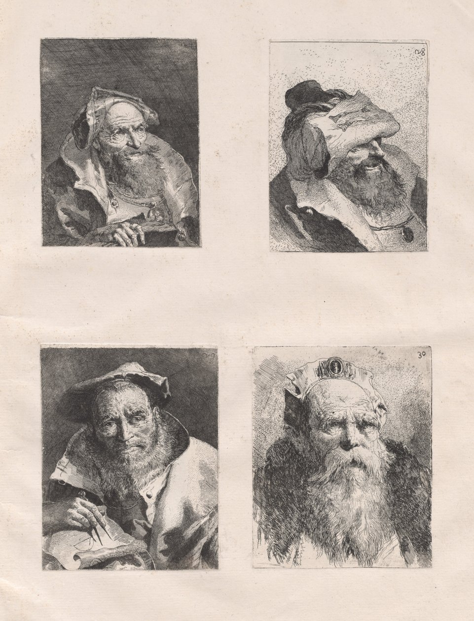 Raccolta di teste (Partes I y II) de Giovanni Domenico Tiepolo, after Giovanni Battista Tiepolo