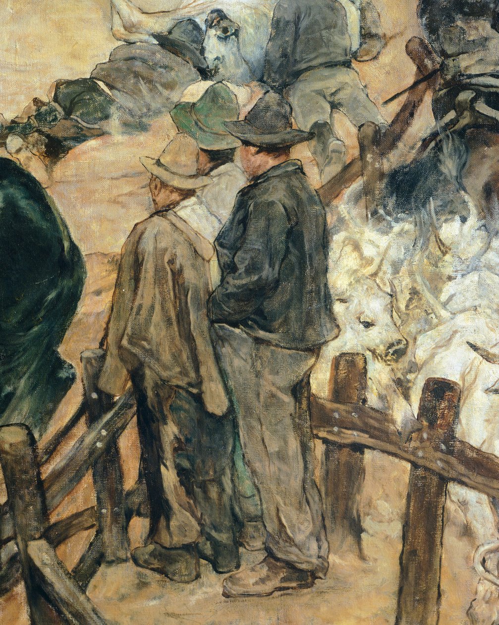 Marcado de toros jóvenes en Maremma (detalle) de Giovanni Fattori