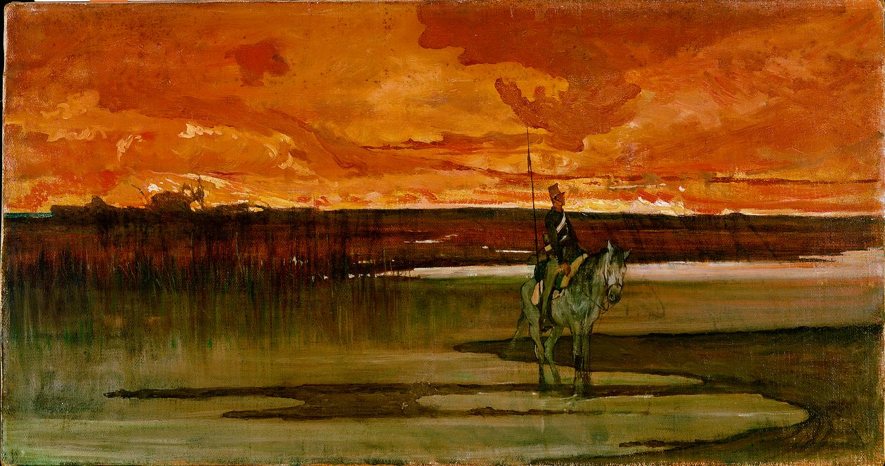 Lanciere di vedetta presso un fiume (El vigía en el río) de Giovanni Fattori