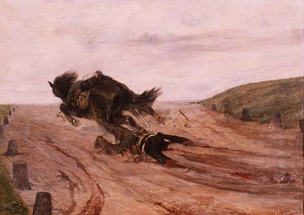 Hombre atrapado por un estribo de Giovanni Fattori